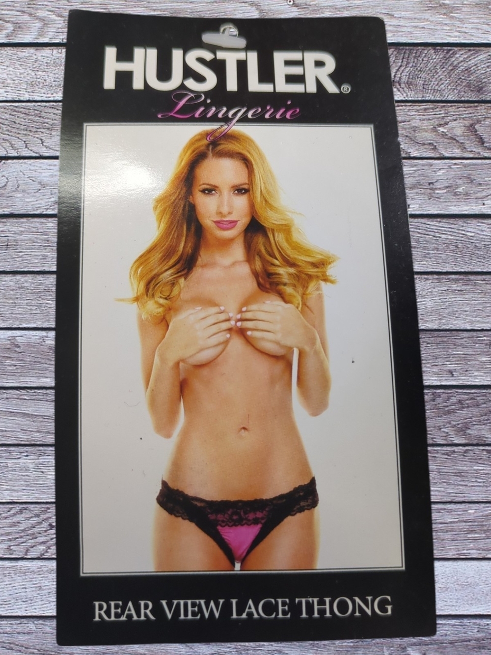 Hustler Hollywood Black & Pink Rear-View Lace Thong